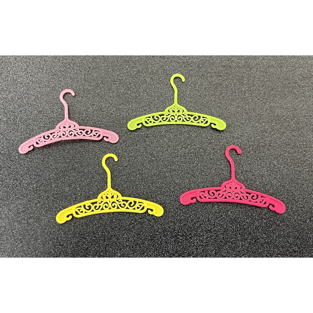Vintage Retro Barbie Doll Hangers Lot of 4 Multicolor Filigree Design